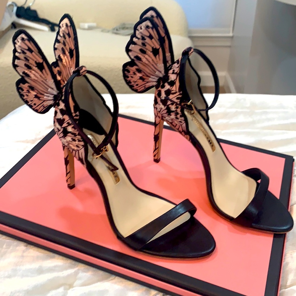 SOPHIA WEBSTER authentic never worn black leather with pink butterfly